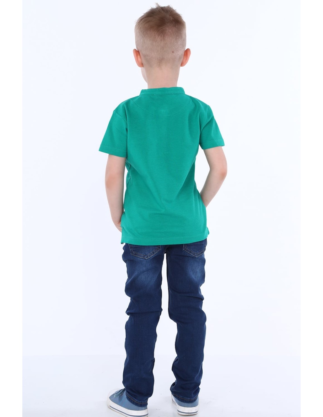 Boy\'s T-shirt with green buttons NDZ4471 - Online store - Boutique